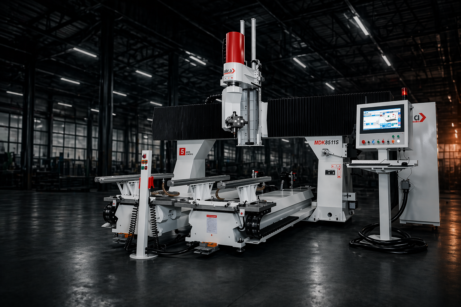 Máquina CNC de alta precisão em fábrica industrial